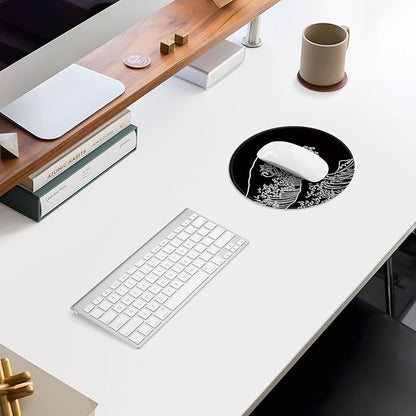 ITNRSIIET Mouse Pad Non-Slip Rubber Base Smooth Surface Stitched Edges Waterproof Durable Compatible with All Mice for Office & Gaming, Desk Accessory, Diameter 8.7 inch, Wave