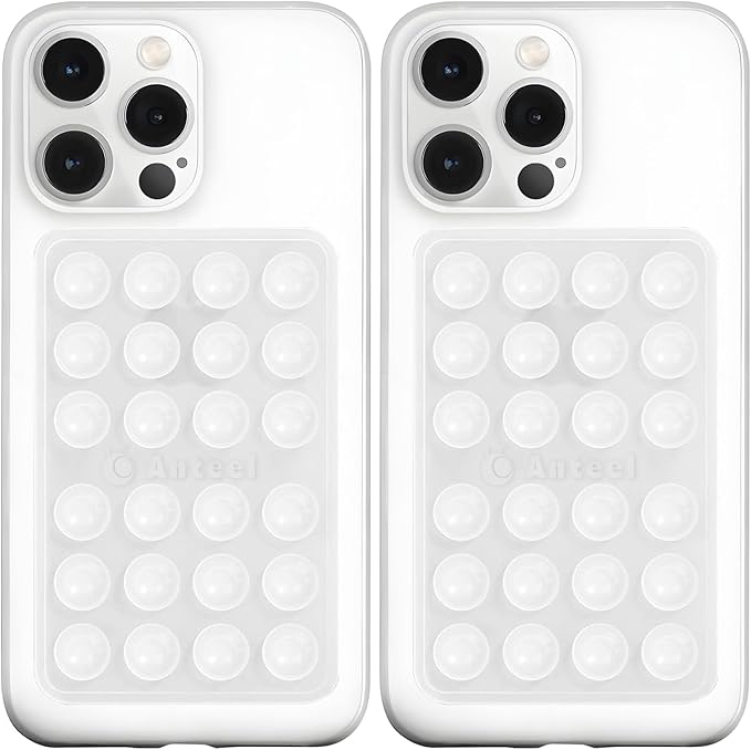 Anteel MAX Silicone Suction Phone Case Adhesive Mount, Upgraded Super Strong Grip, Durable, Easy to Use, Hands-Free Sticky Phone Holder for Selfies, Tiktok Videos, 2.56"x3.94" (TP&TP)