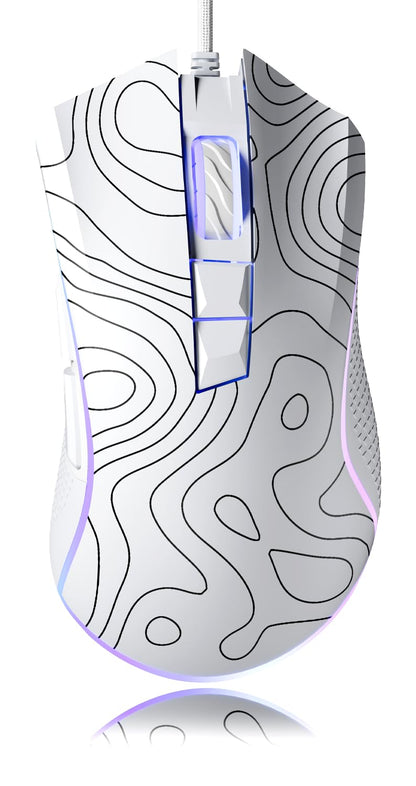 XVX G705 Wired Gaming Mouse, 12000 DPI RGB Gaming Mouse with 12 Backlit Modes & 7 Macro Buttons, PC Gaming Mice Support DIY Keybinding, Mouse Gamer Computer Mouse for Laptop PC Mac Windows,Topographic