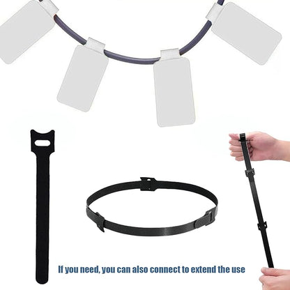 100 Pack Reusable Hook & Loop Cable Ties & Labels Kit - 50 Durable Cord/Wire Tags + 50 Self-Gripping Straps for Electronics Organizing, Home Office Cord Management (White & Black)