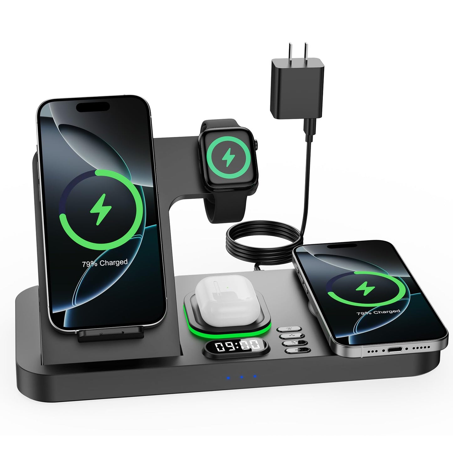 Dual Phone Foldable Wireless Charging Station for Apple Devices