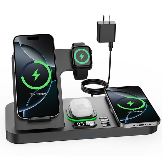 Dual Phone Foldable Wireless Charging Station for Apple, Couple&Family Use