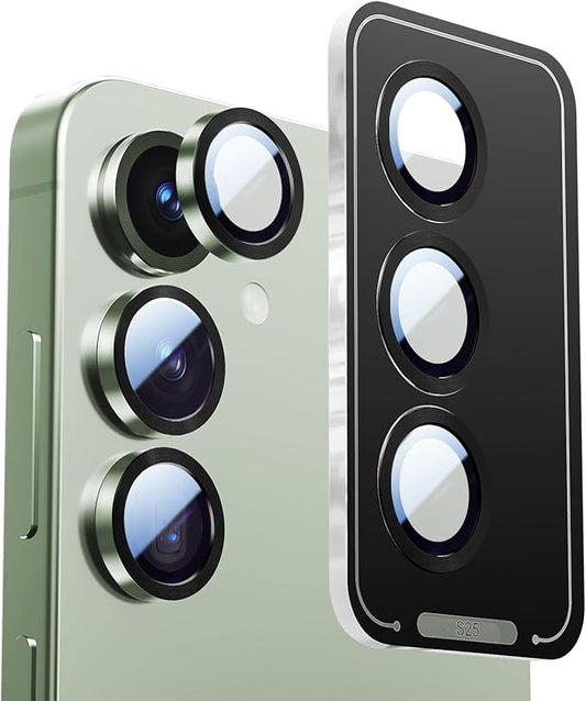 X-it Camera Lens Protector for Samsung S25, 9H Tempered Glass, Independent Metal Aluminum Edge Original Protection Design, Suitable for Phone Case, Anti-scratch, Anti-reflective,Mint