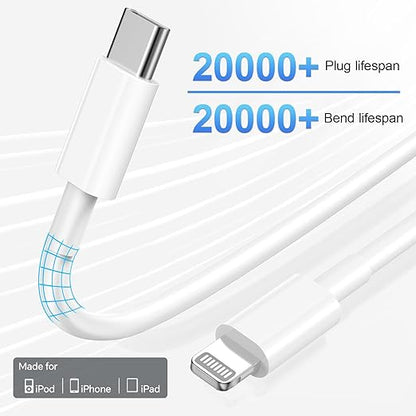 for iPhone 14 13 12 11 Fast Charger, [MFi Certified] 3 Pack 20W USB C Charger Block with 3FT&6FT&10FT USB C to ightning Fast Charging Cable Compatible with iPhone 14/13/12/11/Pro/Pro Max/Xs/Xr/X