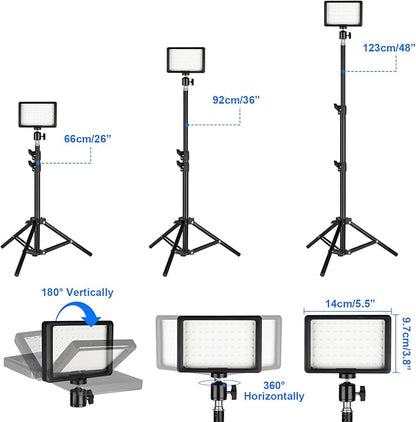 LED Photo Video Light 2-Pack, Ci-Fotto Dimmable 5600K USB LED Continuous Light Photography Light with Tripods and Color Filters for Photo Studios, YouTube, TikTok, Video Recording, Game Streaming