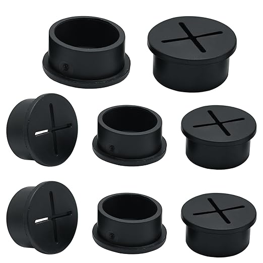 BOPOREAE Desk Grommet, 3/4 in 20 mm Black 8 Pcs Silicone Rubber Grommets