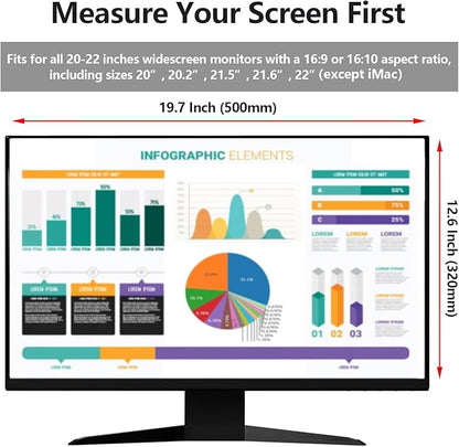 【2 Pack】 22 Inch Privacy Screen Protector (Compatible with 20", 20.2", 21.5", 21.6") for 16:9/16:10 Widescreen Monitors-Blue Light Blocking,Hanging Design, Anti-Scratch for Desktop Computers