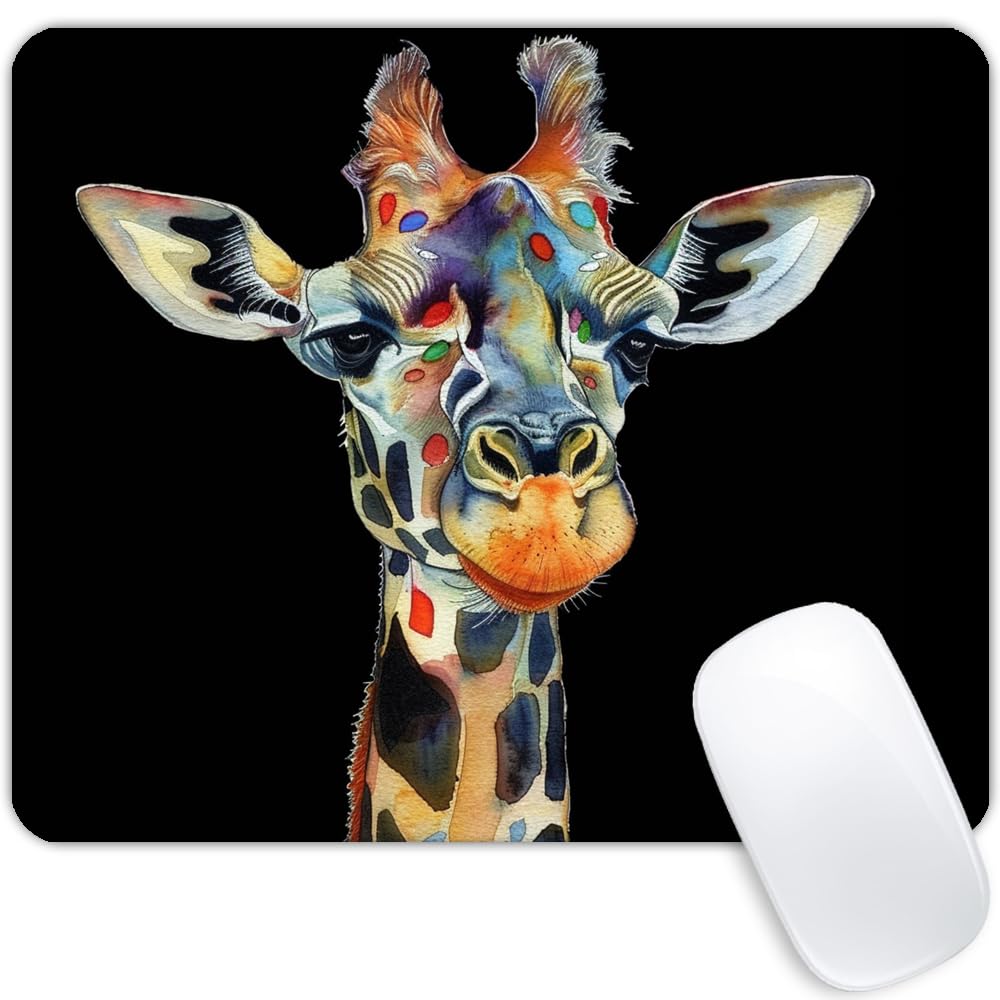 Square Mouse Pad Colorful Artistic Giraffe-1,Gaming Mouse Pads for Desk,Soft Computer Waterproof Non-Slip Mouse Mat
