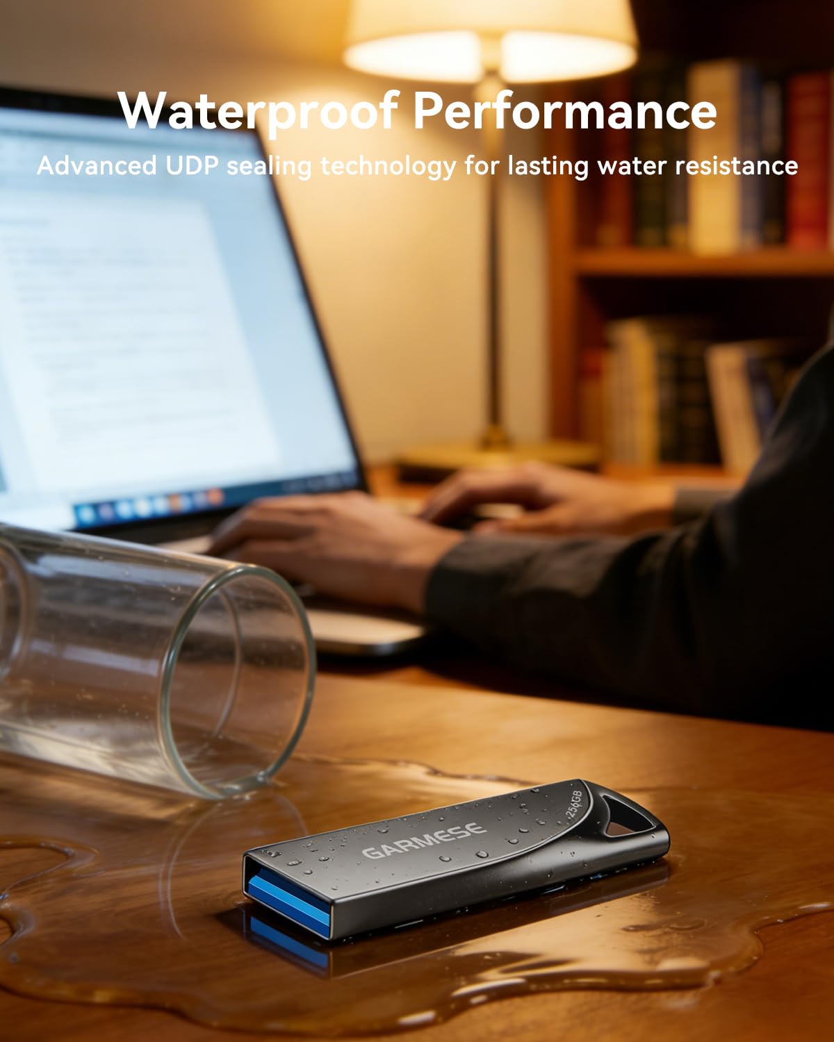 GARMESE 256GB USB 3.0 Flash Drive, Metal Thumb Drive with Keychain Hole