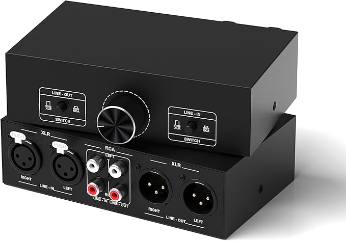 Y.D.F RCA and XLR Selector Switch Boxes, 2(1)-in-1(2)-Out RCA/XLR Speaker Switcher Selector, HiFi Balanced Stereo Audio Switcher/Converter Premium Selector Splitter Box with Volume Controller