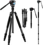 SIRUI Aluminum Camera Tripod Monopod with VA-5 Fluid Pan Head, 62.6″Heavy Duty Tripod Kit for DSRL, Binocular, Spotting Scope, Quick Release Plate, 1/4" 3/8" Screws, Payload 6.6lbs -Traveler VA