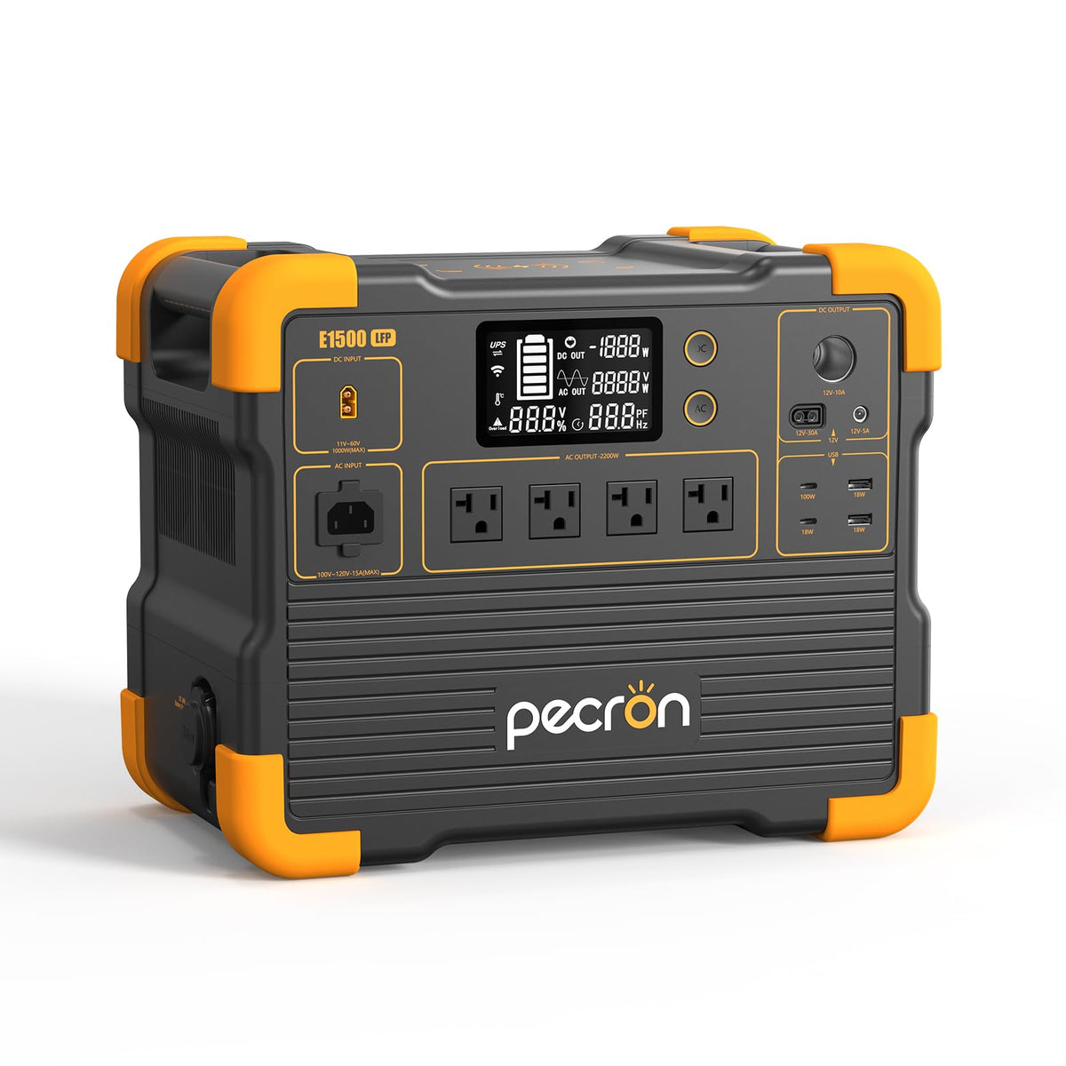 PECRON Portable Power Station, E1500LFP Solar Generator 1536Wh, 2200W AC Output LiFePO4 Battery Backup, Fast Charging Power Station for Home use, RV, and Outdoor Camping
