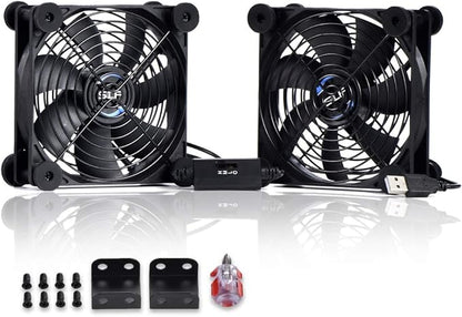 SCCCF Dual 120mm USB Cooling Fan with Speed Control - Quiet 5V Portable Fan for Electronics, TV, Router, DVR, PS5/Xbox/PC Cabinet, Computer & Gaming Console Cooling