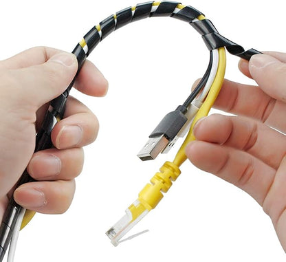 33FT XHF 5/16" Spiral Cable Wrap 8mm(Wrapping Range:6mm-60mm) Cord for Computer Electrical Wire Organizer Sleeve Hose RoHS Black