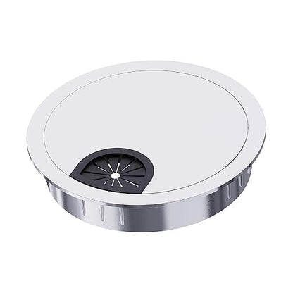 Desk Grommet 2-1/8 Inch 53mm, Zinc Alloy Computer Desk Wire Hole Cover, Office Desktop Cord Cable Hole Metal Ring, Bright Silver