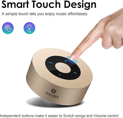 XLeader Small Bluetooth Speaker (Gift Box Packed) Portable Speakers Bluetooth Wireless with Micro SD,Mic, Aux input, Touch Design, Deep Bass, 12H Playtime, Little speaker for Phone Laptop PC Car, Gold