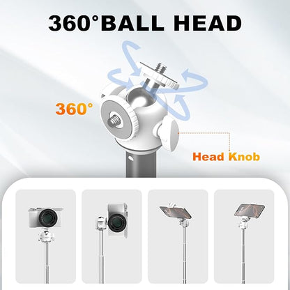 COMAN MT30-Pro Extendable Phone Tripod, 61cm Cell Phone Tripod Stand for iPhone with 360° Ball Head, Selfie Stick Vlog Stand with Remote, Tripod for iPhone 16/15/14/13/12 Pro Max/Android
