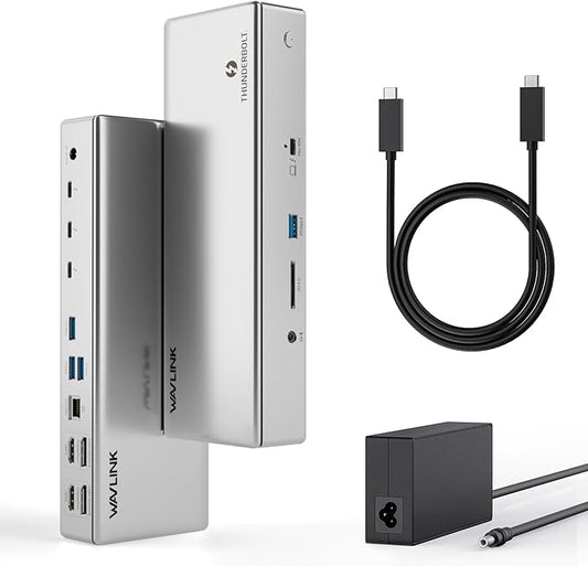 Thunderbolt 4 Dock, WAVLINK Docking Station with Quad 4K@60Hz Monitors, Four Thunderbolt 4 Ports, 98W PD, 2.5G RJ45 Ethernet, SD V4.0, 10Gbps USB3.1, for MacBook Pro/Air etc