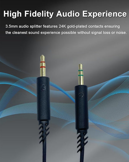 Headphone Splitter 3.5mm Female to 2 Dual 3.5mm Male Headphone Mic Audio Y Splitter Cable for Computer Headset Microphone Gaming Speaker to Dual Jack PC Laptop Adapter,Black