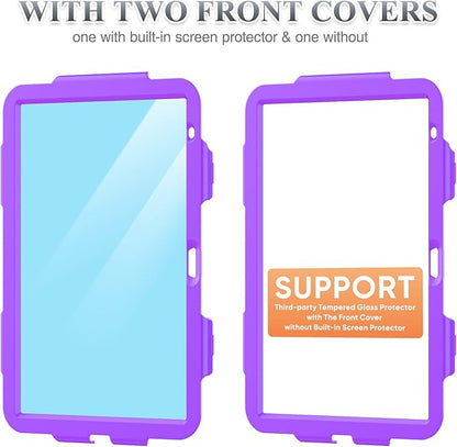 SEYMAC stock Case for iPad (A16) 11th/10th Generation 11''/10.9'' 2025/2022, Full-Body Drop Protection Case with Screen Protector &360° Rotate Hand Strap/Stand, Purple+Colorful