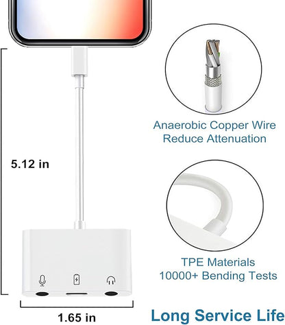USB C to Microphone Adapter for Live-Streaming Type C to Microphone & 3.5mm Headphone Adapter with Charging Port USB C Audio & MIC Splitter Compatible for iPhone 15/16/iPad Pro/Galaxy 24 23/Pixel 9 8