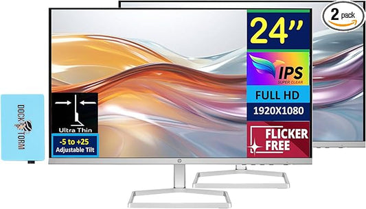 HP Series 3 Pro 24" 100Hz FHD IPS Monitor with Adjustable Tilt/Swivel/Pivot/Height,VESA Mount (100mm),VGA,Displayport,HDMI w/DKZ USB Port Expander & ErgoFlexy Single Mount Arm,Black