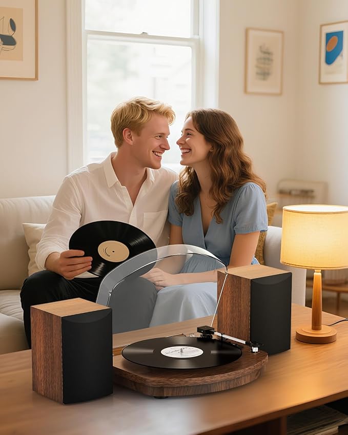 Retrolife Vinyl Record Player with External Speakers AT-3600L Cartridge