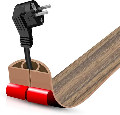 Floor Cord Cover Self Adhesive Cord Hider,3.3FT Cable Management, Extension Strip Protector for Wires, Prevent Cable Trips for Offices, Gyms, Exhibitions Cavity:0.39"(W) x0.27(H) Woodsmokedbrown