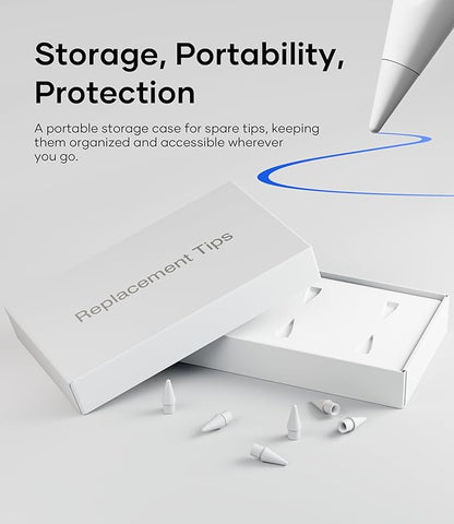 Replacement Pencil Tips for Apple Pencil Pro, Pen Tips for Apple Pencil 2nd Gen/1st Gen/USB-C, Wear-Resisting Pencil Nibs with Storage Box, Pen Nibs Set Compatible with Apple Pen (6 Pack, White)