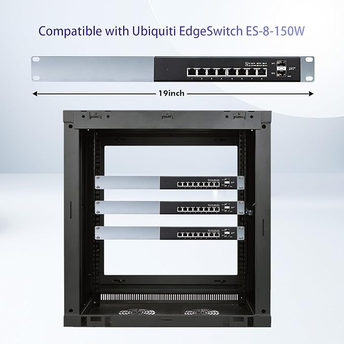 Rack Mount Kit for Ubiquiti Switch, 1U Rack Ears for EdgeSwitch ES-8-150W Switch 8 Port and for US-8-150W UniFi Switch 8 Port