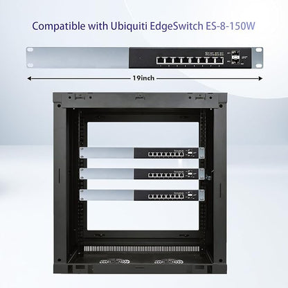 Rack Mount Kit for Ubiquiti Switch, 1U Rack Ears for EdgeSwitch ES-8-150W Switch 8 Port and for US-8-150W UniFi Switch 8 Port