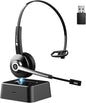 Earbay Trucker Bluetooth Headset, Wireless Headphones with Mic Mute & USB Dongle, Wireless Headset with Microphone Noise Canceling & Charing Base for Work/PC Computer/Phones/Office/Meeting