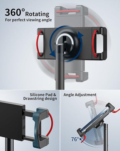 SAIJI Tablet Stand Holder, Height Adjustable Portable Monitor Stand, 360 Degree Rotating, Aluminum Alloy Cradle Mount Dock for 4.7"-15.6" Screen iPhone Samsung, iPad, Kindle, eBook Reader(Black)