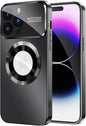 Magnetic for iPhone 14 Pro Max Case, Compatible with MagSafe, Built-in Camera Lens Protector, Logo View, Military Grade Drop Proof Phone Case Cover, Black