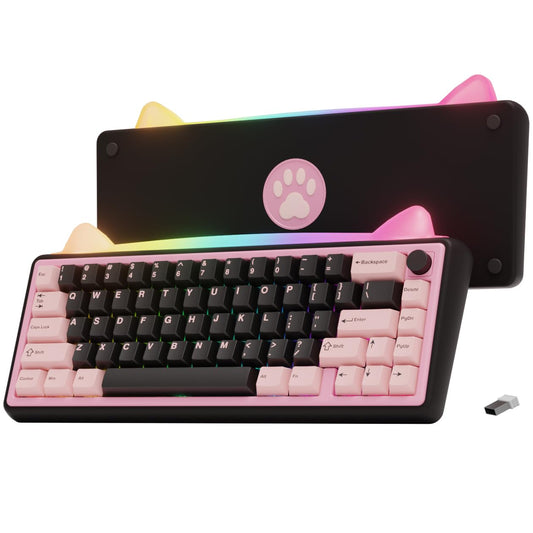 OOCTPK Chilkey Foxy65 Mechanical Keyboard with Knob, Gasket Mount 65% Aluminum Wireless Mechanical Keyboard, BT5.0/2.4GHz/USB-C, Hot Swappable, RGB Backlit Computer Custom Key Board for PC