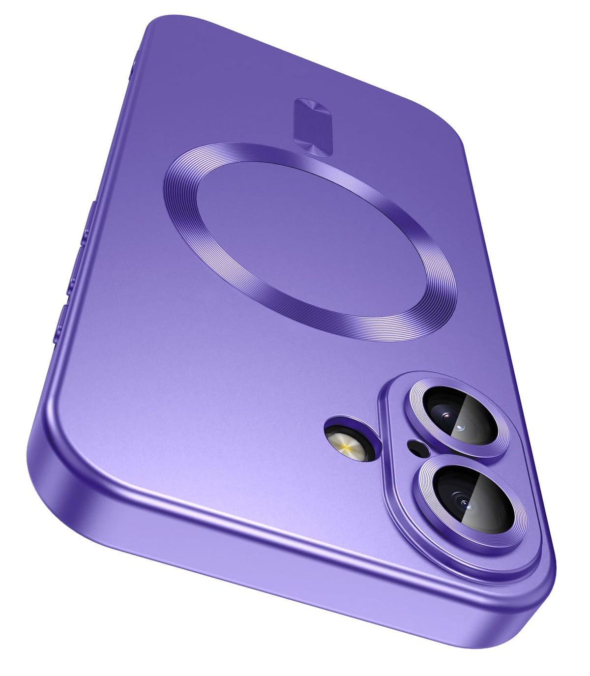 LEKEVO Magnetic for iPhone 16 Plus Case [Compatible with MagSafe][Built-in Camera Lens Protector] Slim Soft Silicone Bumper Shockproof Metallic Luster Phone Case (Purple)