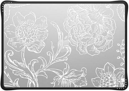 CASETiFY Impact MacBook Air 15" (M2-M4) Case [Cushioned Impact Corners/Scratch-Resistant/Anti-Slip Grip] - White line Art Flowers - Clear Black