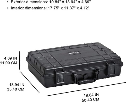 MEIJIA Portable Waterproof Protective Case,Hard Camera Case,Customized Fit Foam Inserted, Elegant Black,Fit for Camera, Equipments, Lens,Drones(Black)