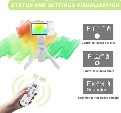 Remote Control for Fujifilm Camera,USB-C Rechargeable Wireless Shutter Release with OLED Screen for Fujifilm Fuji X100VI,X-T5,X-T4,X-T3,X-T50,X-T30II, X-T30,X-S20,X-S10,X-H2S,X-H2,X-E5 (White)
