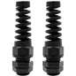 Strain Relief Cord Connector,LISTENJIALE 2Pcs NPT 1/4" Waterproof Cable Gland Flex Spiral Strain Relief Adjustable 4-8mm Cable Connector Nylon Joint with Gaskets(Black)