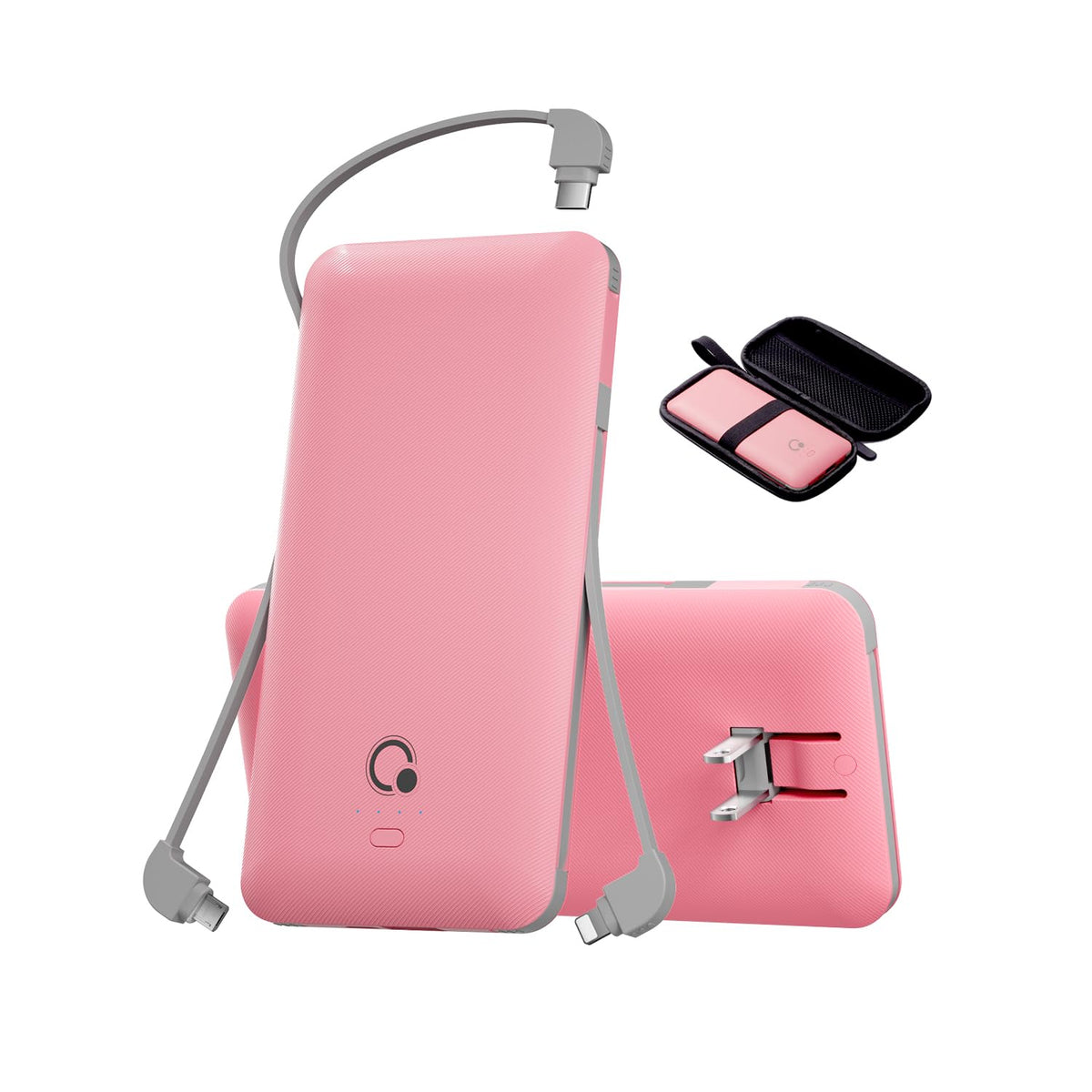 Portable Charger with Built-in Cables and AC Wall Plug, USB C External Battery Pack, 10000mAh Travel Essentials Power Bank Compatible with iPhone17/16/15/14/13, Samsung Galaxy, Pixel,Tablet and More