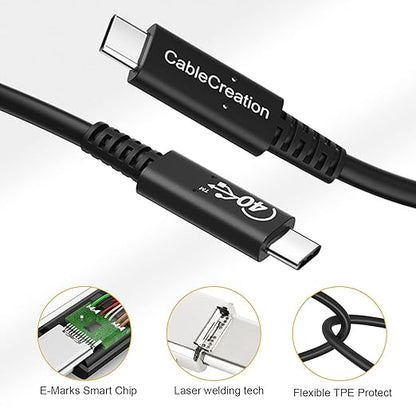 CableCreation USB 4 Cable for Thunderbolt 4/3, [USB-IF Certified] 2.6FT 40Gbps 100W USB C Cable, 8K 30Hz or Dual 4K 60Hz Video, Compatible with USB-C Docking Station, Hub, eGPU and More, 0.8M