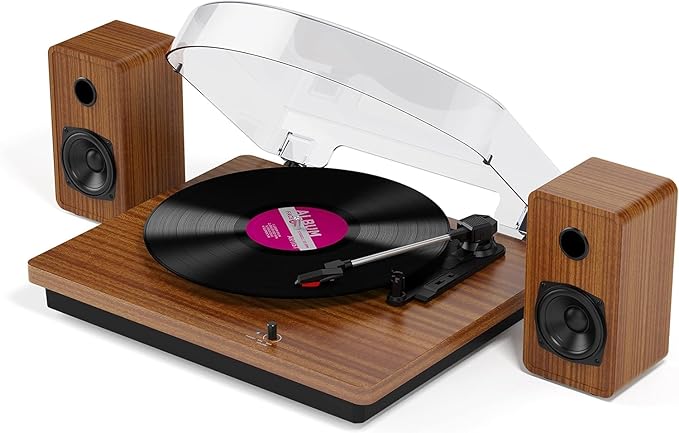 Record Player for Vinyl with 30W Speakers Upgraded，3-Speed (33/45/78 RPM) can Play 7/10/12-inch Vinyl Records, Support Bluetooth Connection, Record in MP3 Format