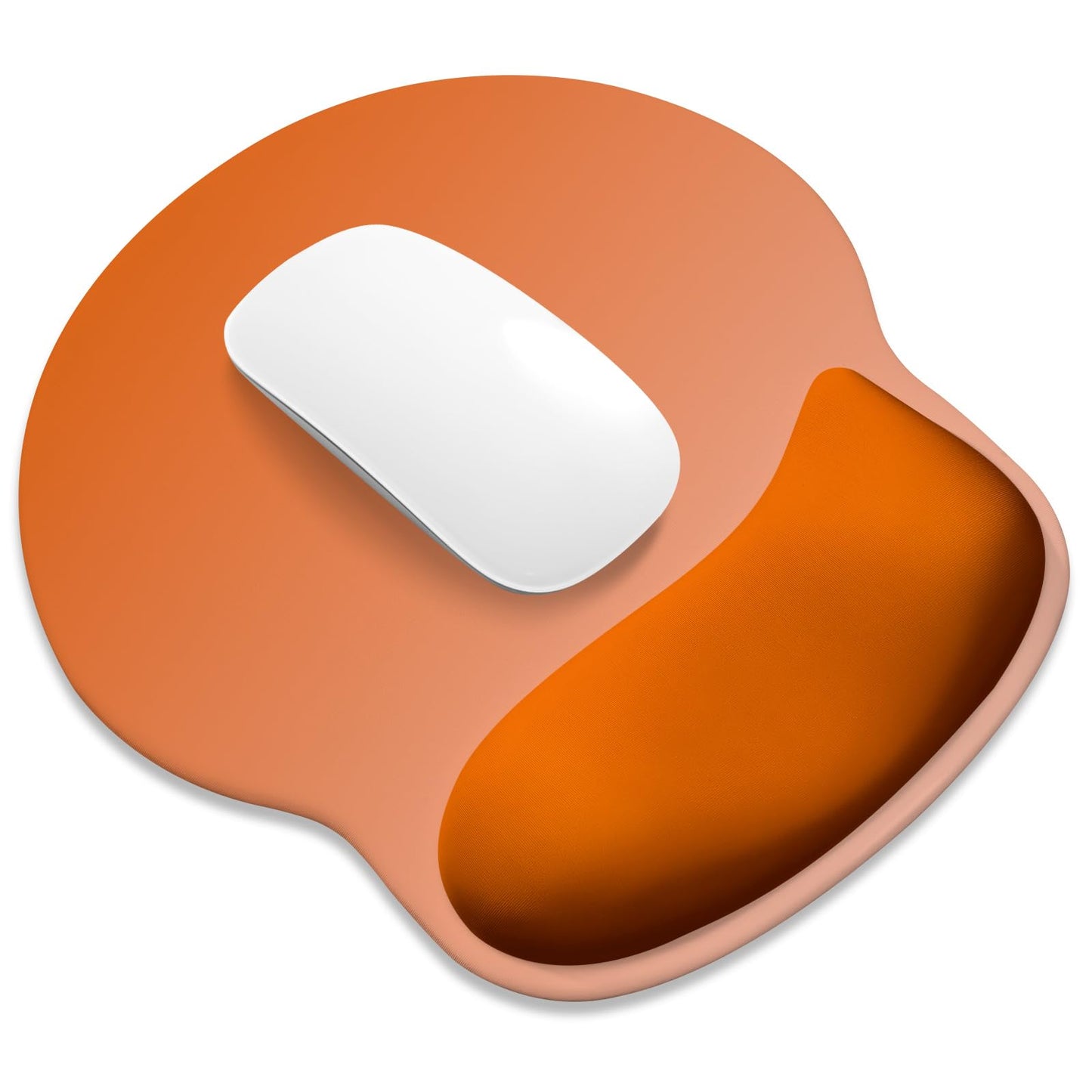 ITNRSIIET Ergonomic Mouse Pad with Wider Memory Foam Wrist Rest +17% - Curved Cushion Reduces Pressure 20%, Pain Relief, Non-Slip, Smooth, Cute Colors, 9.85 x 9 in, Peach Gradient