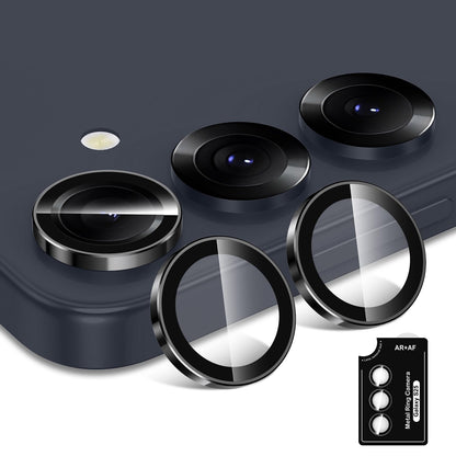 Avocase for Samsung Galaxy S25 Camera Lens Protector, Individual Metal Ring Tempered Glass Lens Cover, [Strong Adsorption] Scratch Resistant Ultra-Thin HD Clear Lens Cover, 1 Set-Black Ring