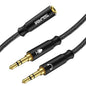 Headset Splitter Cable for PC 3.5mm Crystal-Nylon Braid Female to Dual 3.5mm TRS Male Headphone Mic Audio Y Splitter Cable CTIA Gaming Headset to PC Adapter - Matte Black 0.3M