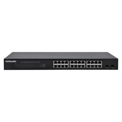 Intellinet 24-Port Gigabit Ethernet Switch, 2 SFP, Unmanaged Rackmount 1U