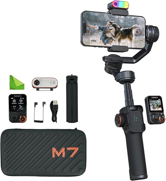 Hohem iSteady M7 Gimbal Stabilizer for iPhone,3-Axis Gimbal for Smartphone w/AI Tracking,Detachable Remote,Extendable Pole,Magnetic Light,Phone Stabilizer for Video Recording - Hohem M6 Kit Upgrade