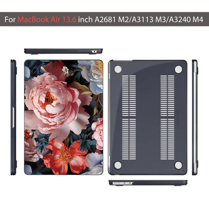 Teryeefi Compatible with MacBook Air 13.6 inch Case M2 M3 M4 M5 Release 2022 2023 2024 2025 2026,Model A3449 A3240 A3113 A2681,Design Slim Cover+Keyboard Cover+OTG Adapter, Colorful Peonies