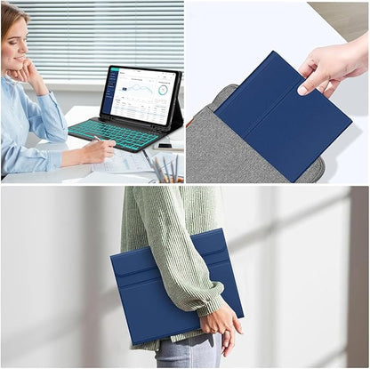 Keyboard Case for Samsung Galaxy Tab A9 Plus 5G 11 inch 2023 (SM-X210/X216/X218), 7 Color Backlit Detachable Keyboard Bluetooth, Smart Folio Cover with S Pen Holder for Galaxy Tab A9+ 11"（Dark Blue